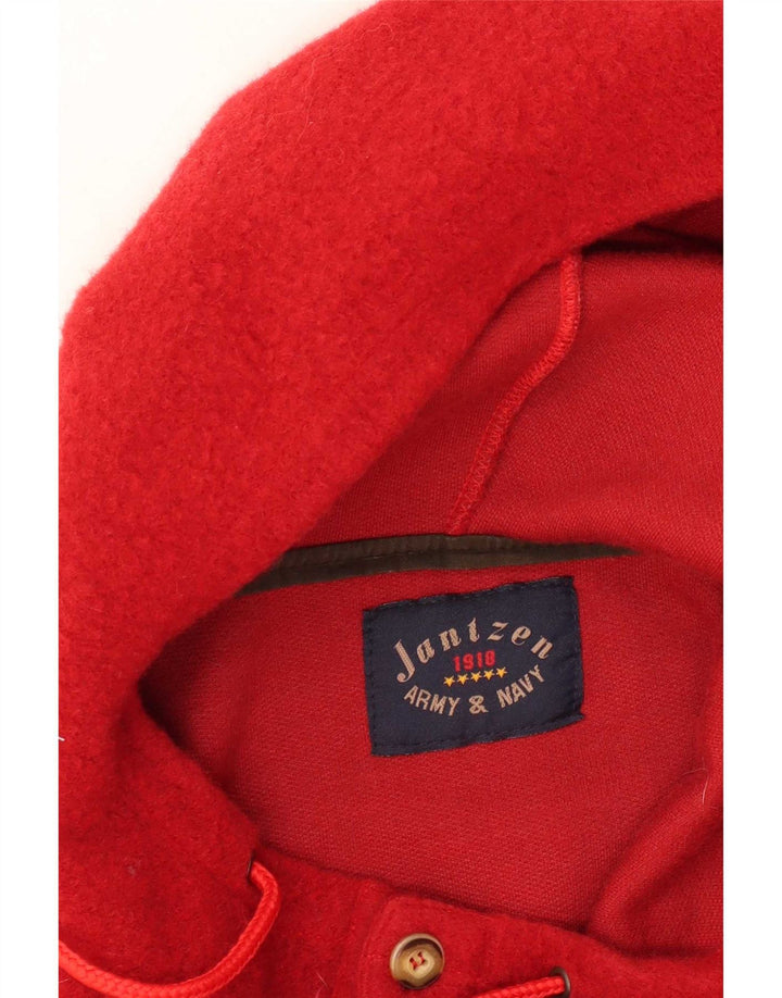 Jantzen Herre Hooded Button Neck Fleece Jumper Large Red