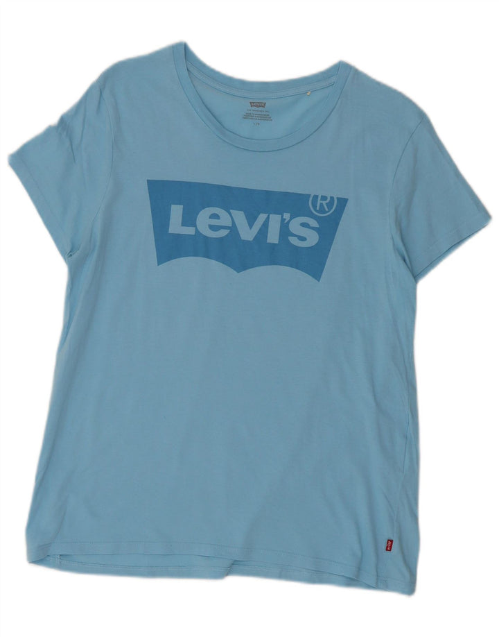 LEVI'S Grafisk T-Shirt Top til kvinder DK 14 Stor Blå