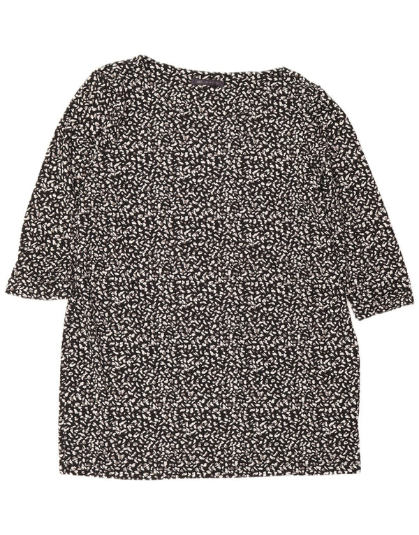 Marks & Spencer Dame 3/4-ærmet tunikatop UK 18 XL sort dyreprint