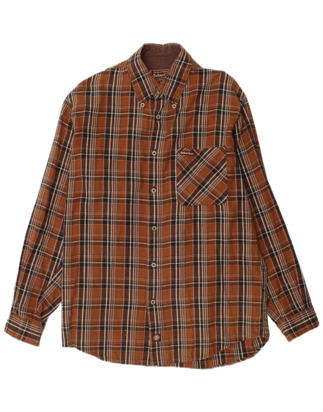 Marlboro Classics Flannelskjorte til mænd, medium brun ternet bomuld