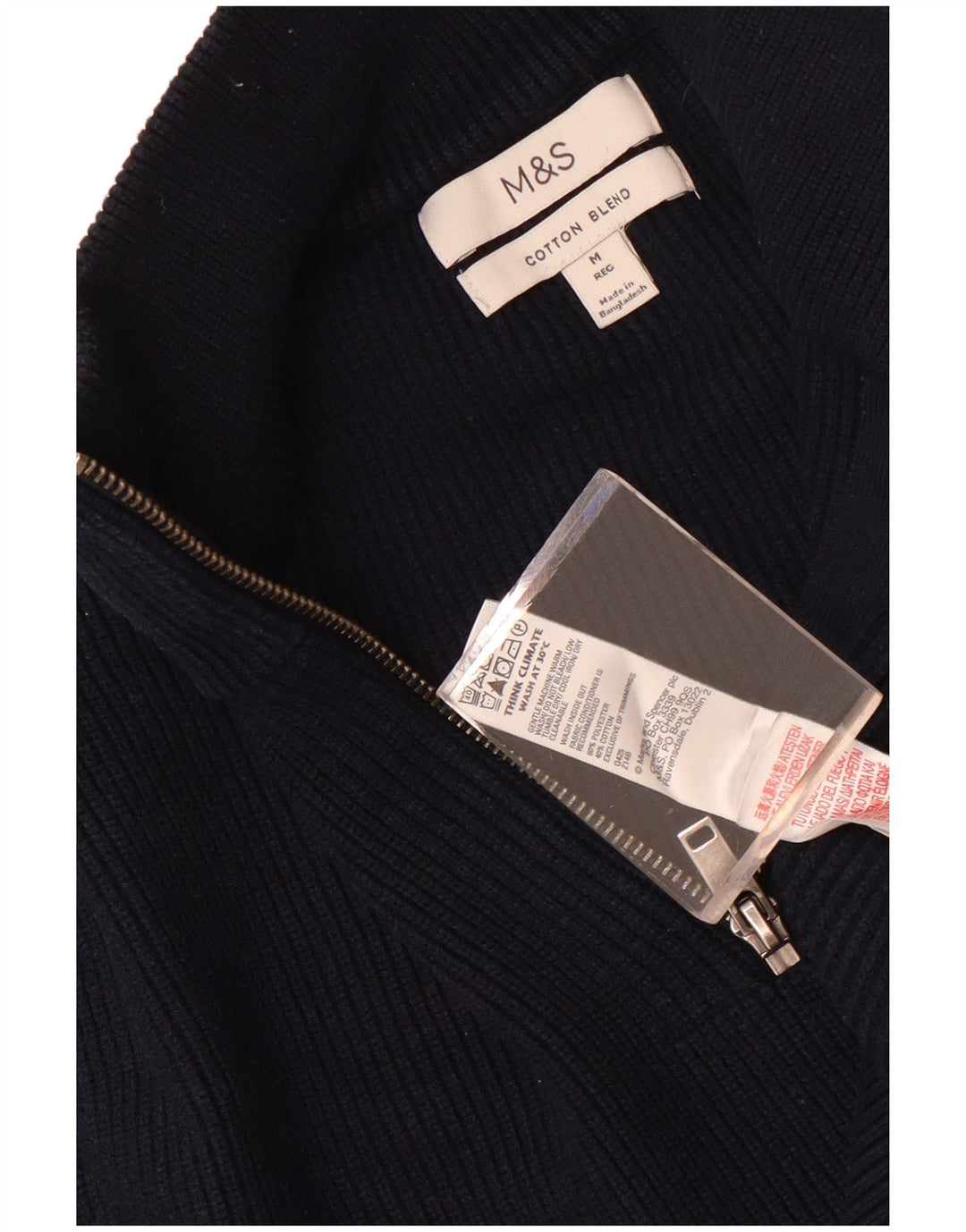 Marks & Spencer Dame sweater med lynlås-hals UK 14 Medium Navy Blue