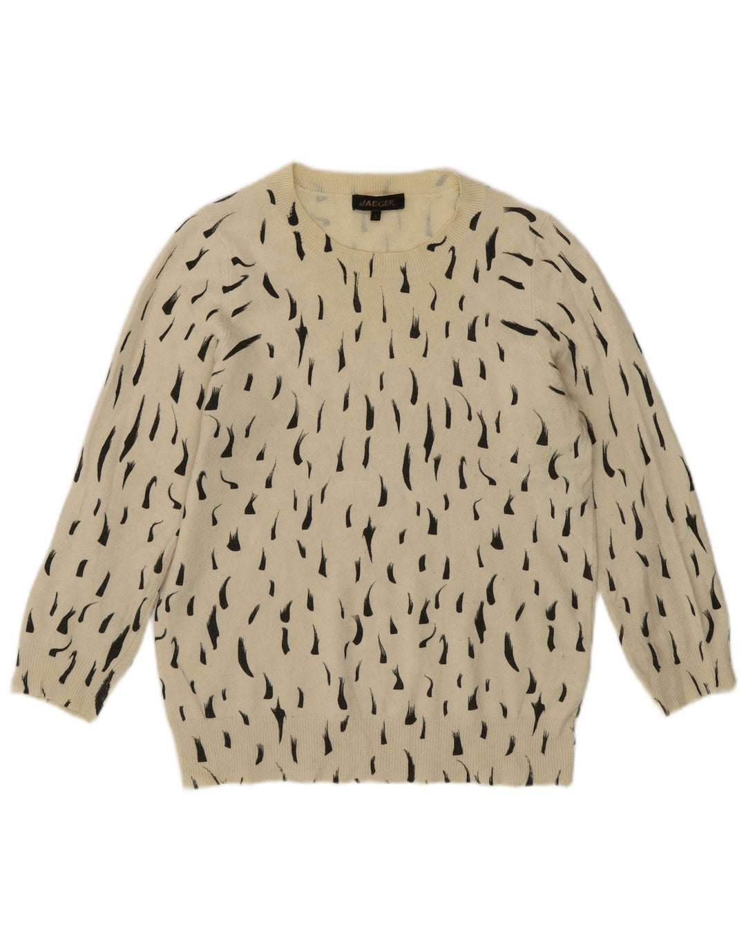 Jaeger dametrøjetrøje med rund hals DK 8 Lille off-hvid plettet bomuld