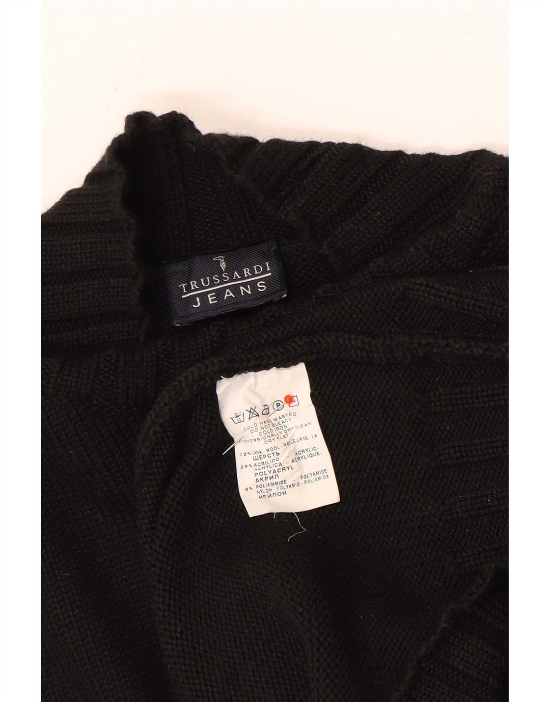 Trussardi Jeans Herre Turtle Neck Jumper Sweater Stor Sort Uld