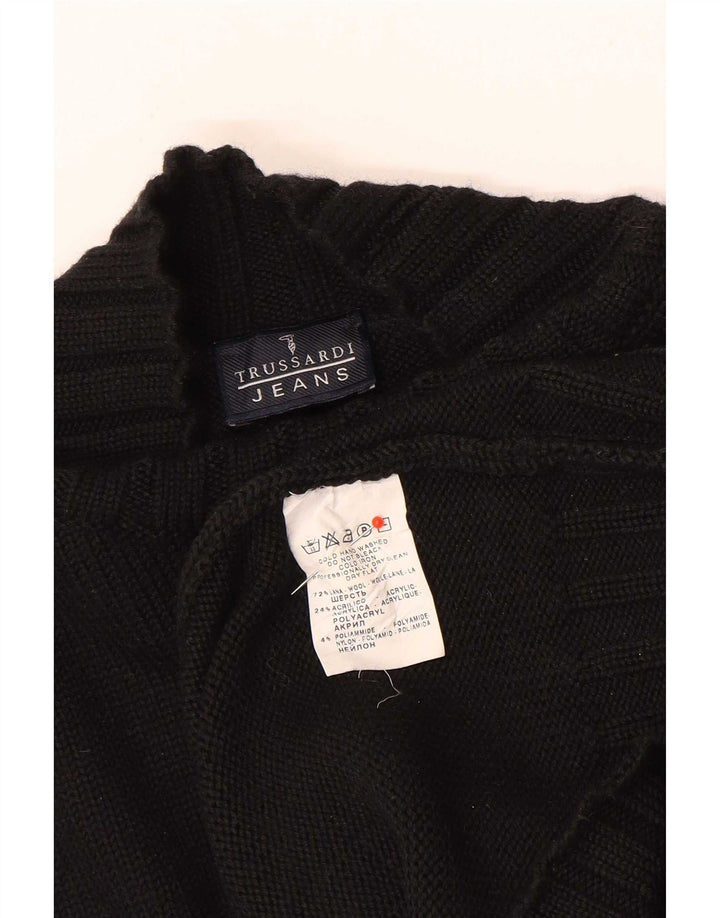 Trussardi Jeans Herre Turtle Neck Jumper Sweater Stor Sort Uld
