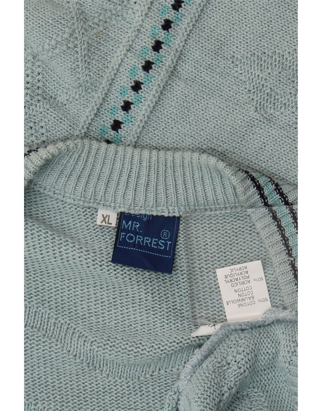 Mr. Forrest Herre Cardigan Sweater XL Blå Geometrisk Bomuld