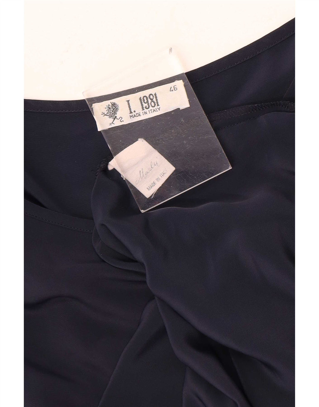 Marly's 1981 Dame bluse Top IT 46 Large Navy Blue Polyester