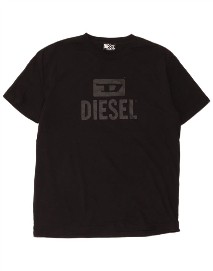 Diesel Herre Grafisk T-Shirt Top Medium Sort