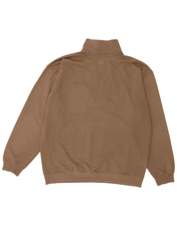 Adidas Mens Zip Neck Sweatshirt Jumper Large Brown