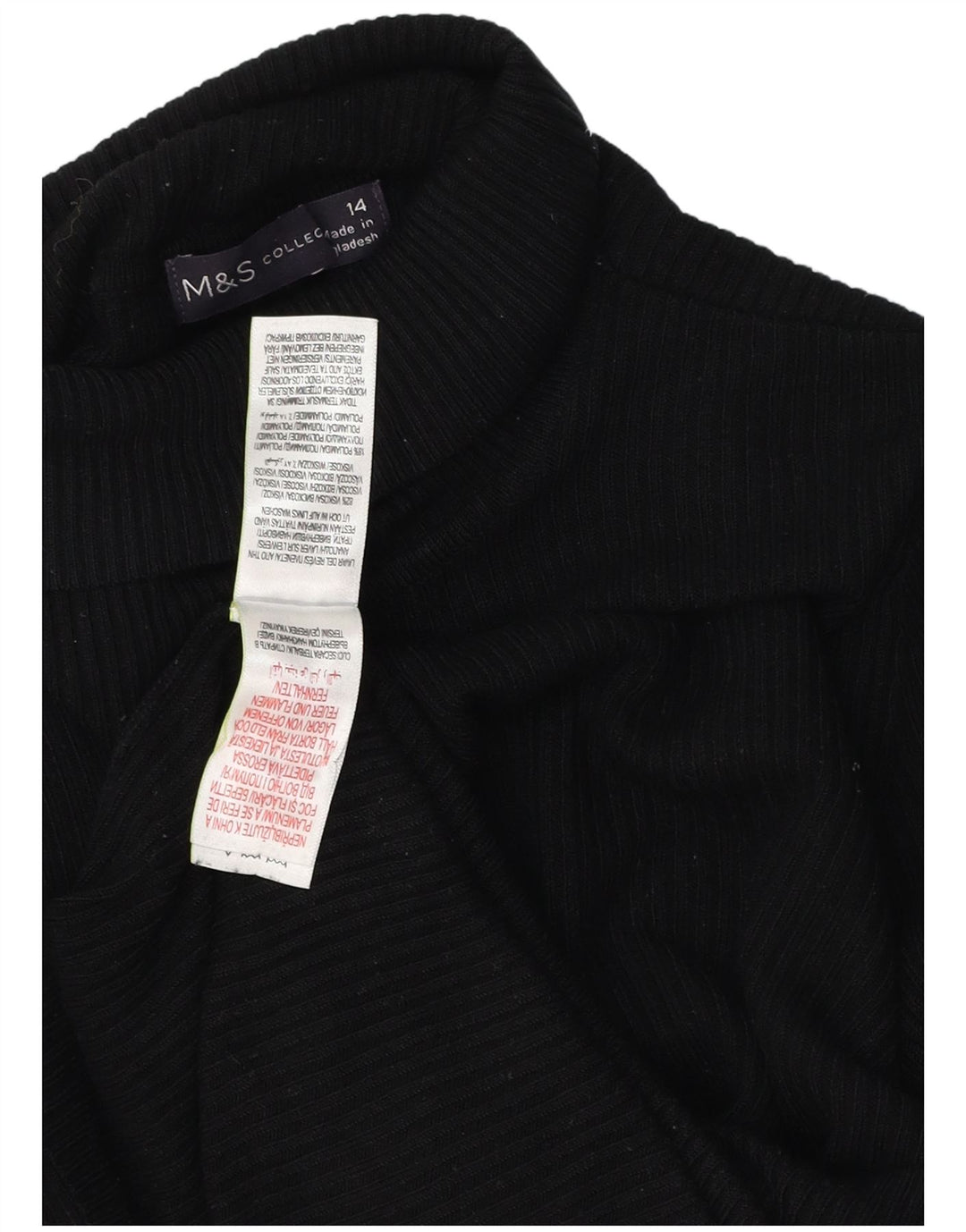 Marks & Spencer Dame Rullehals sweater UK 14 Medium Black Viscose