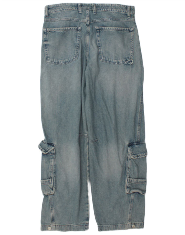 Zara Dame Cargo Straight Jeans EU 38 Small W28 L31 Blå