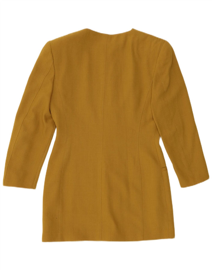 BASILE Dame Longline 7-knaps blazerjakke IT 42 Medium Gul Uld