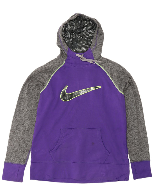 Nike Dame Therma-Fit grafisk hættetrøje Jumper UK 18 XL Lilla Colourblock