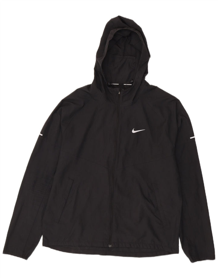 NIKE Regnjakke med hætte til mænd UK 38 Medium Black Polyester