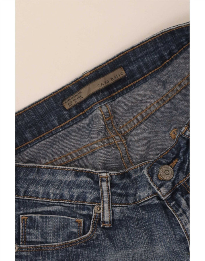 Zara Dame Denim Shorts EU 34 2XS W24 Blå