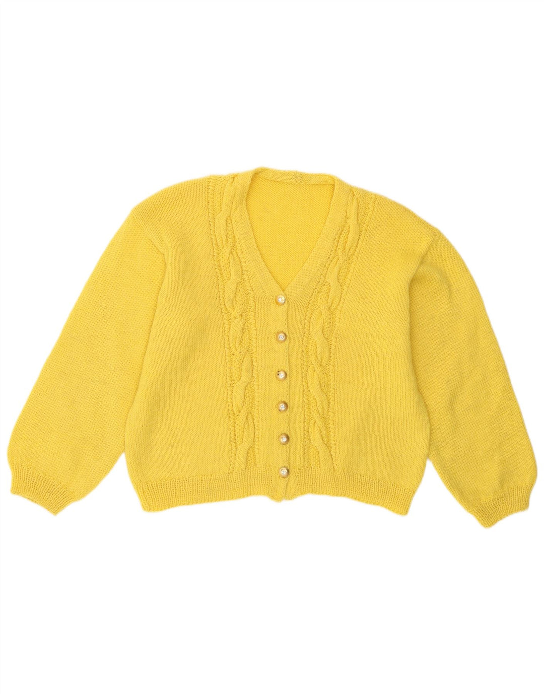 Vintage Dame Crop Cardigan Sweater UK 14 Medium Yellow