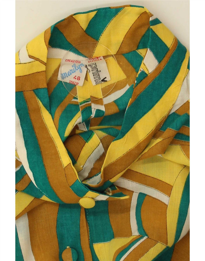 Vintage Dame Ærmeløs Skift Kjole IT 48 XL Flerfarvet Geometrisk
