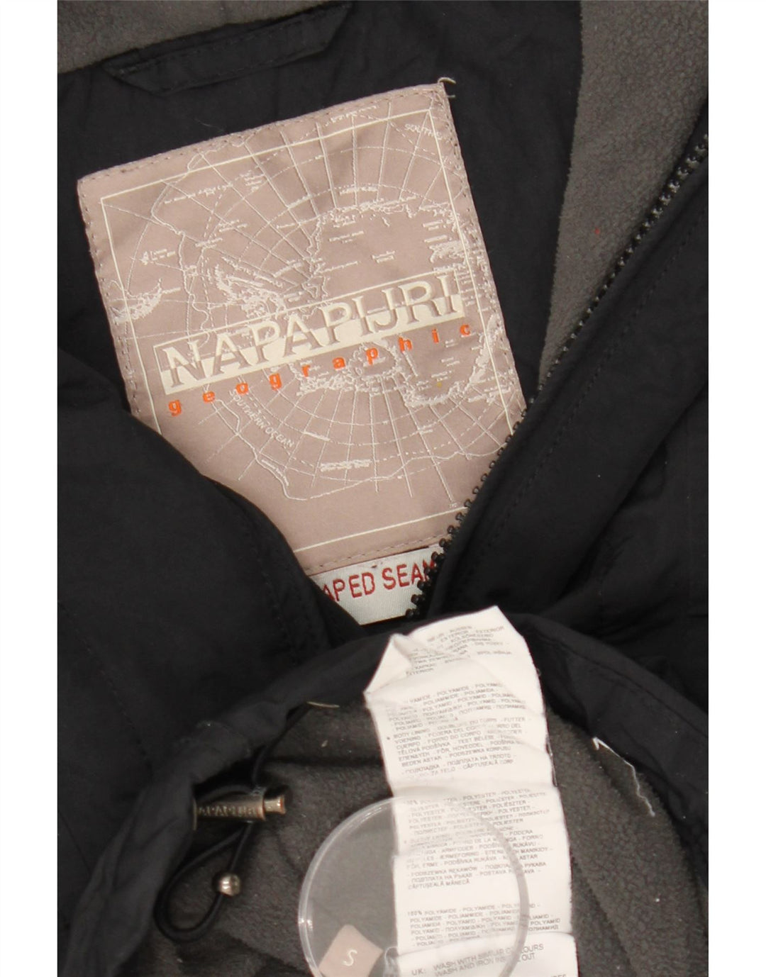 NAPAPIJRI Herre grafisk hættejakke i anorak UK 36 Lille sort polyester