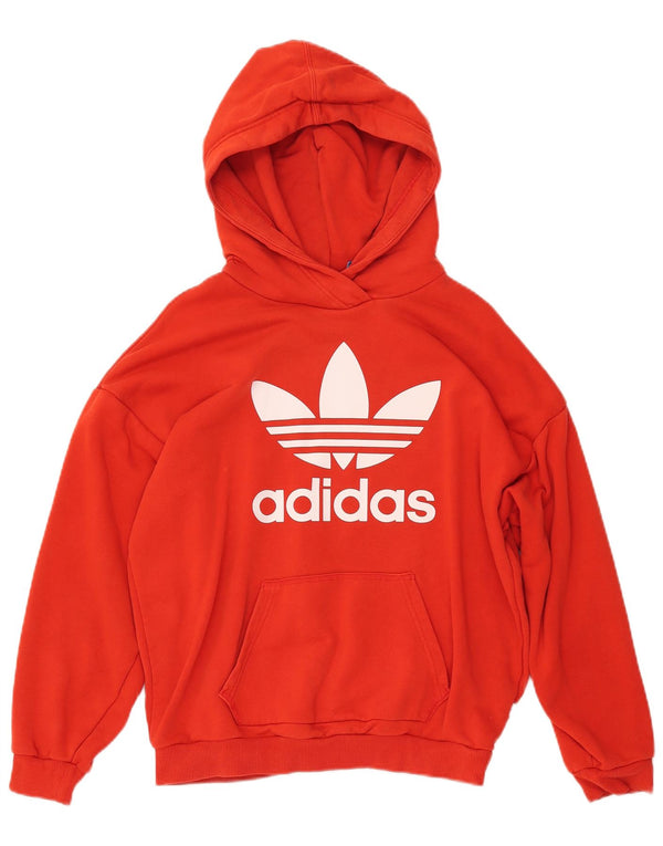 ADIDAS Oversized grafisk hættetrøjetrøje til kvinder UK 10 Lille orange bomuld
