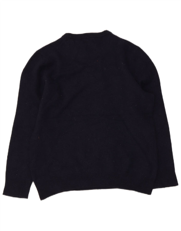 Gant Dame Crew Neck Jumper Sweater UK 14 Large Navy Blue Wool