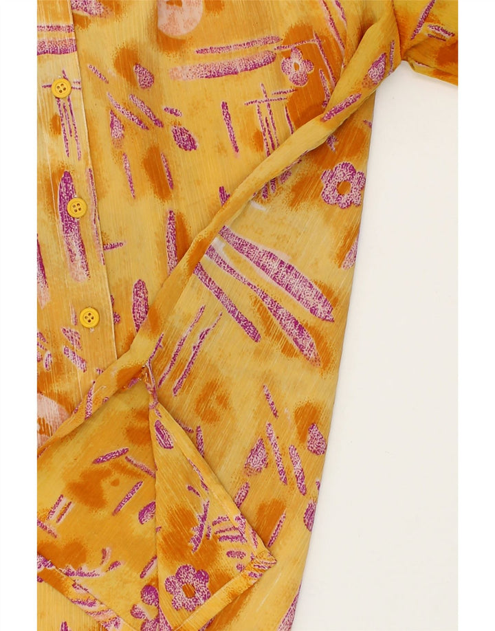 MANGO Womens Abstract Pattern Short Sleeve Shirt Blouse UK 20 2XL Yellow Vintage Mango and Second-Hand Mango from Messina Hembry 