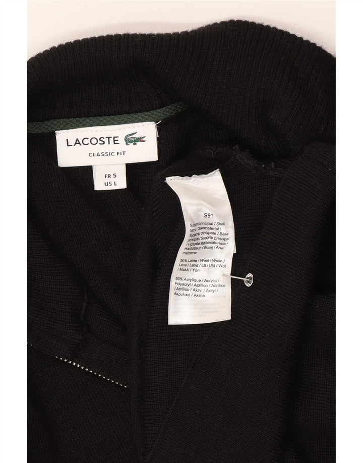 Lacoste Herre Classic Fit Cardigan Sweater Størrelse 5 Large Sort Uld