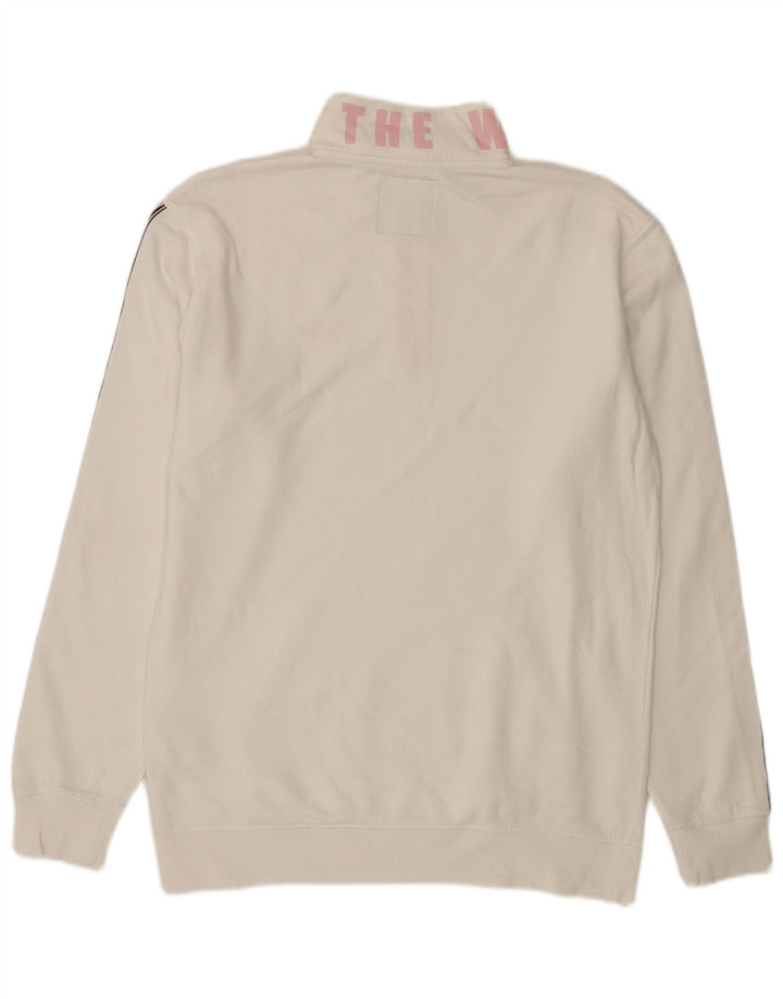 VANS Herre Grafisk Zip Neck Sweatshirt Jumper Medium Hvid Bomuld