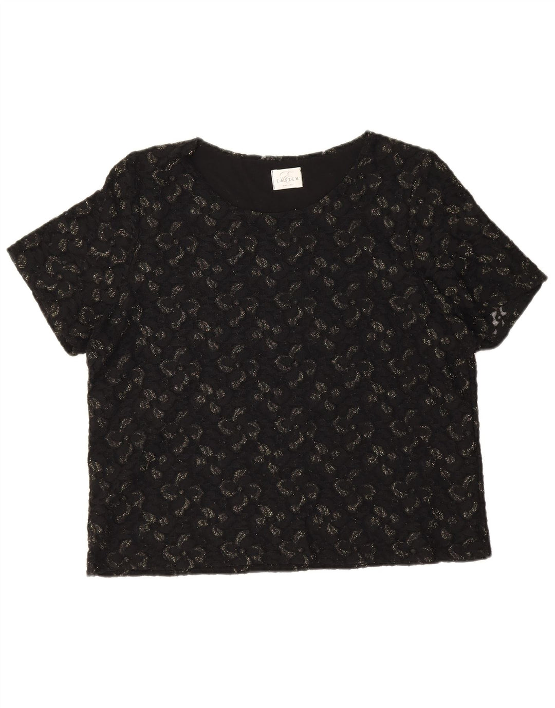 Eastex Damebluse Top UK 16 Stor sort blomstret polyamid