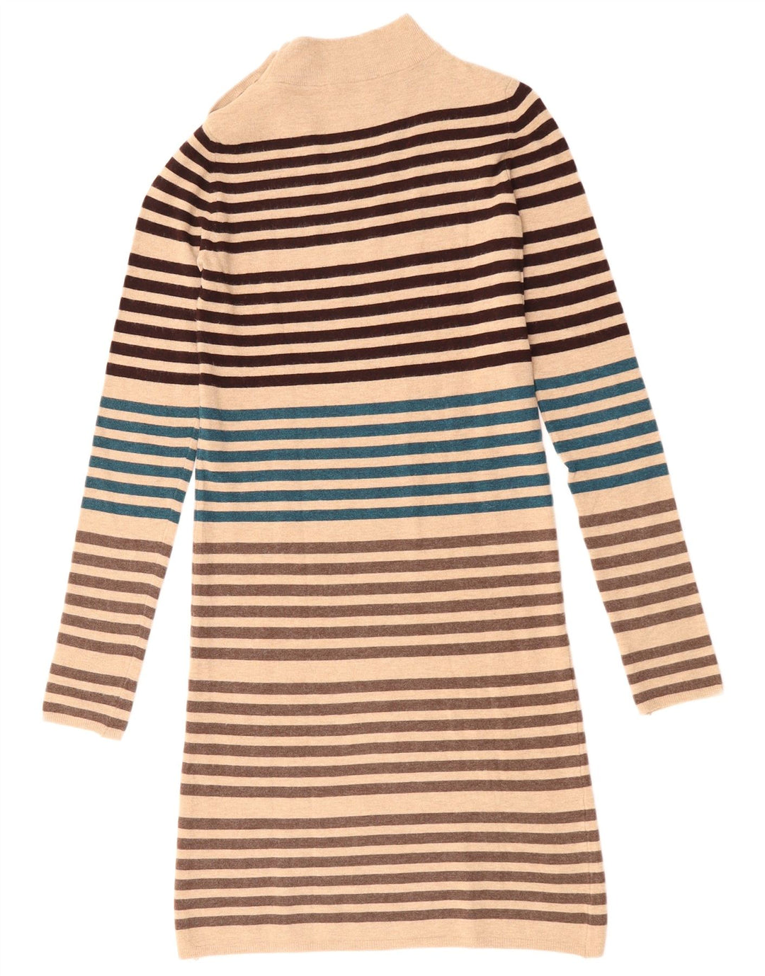 KOOKAI Dame Langærmet Jumper Kjole US 0 XS Beige Stribet