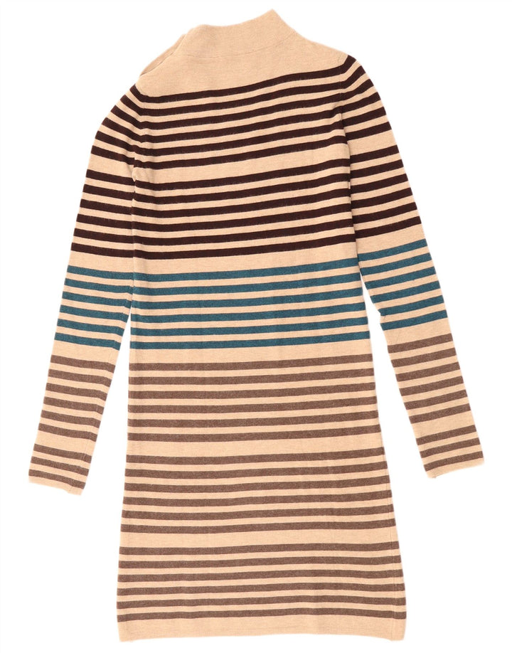 KOOKAI Dame Langærmet Jumper Kjole US 0 XS Beige Stribet