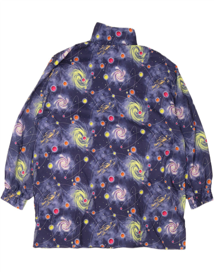 VINTAGE Womens Oversized abstrakt mønster bomberjakke UK 18 XL Blå