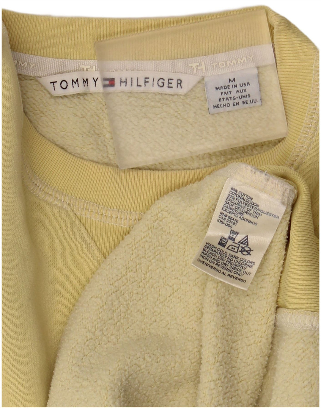 Tommy Hilfiger Dame Grafisk Sweatshirt Jumper UK 14 Medium Gul Bomuld