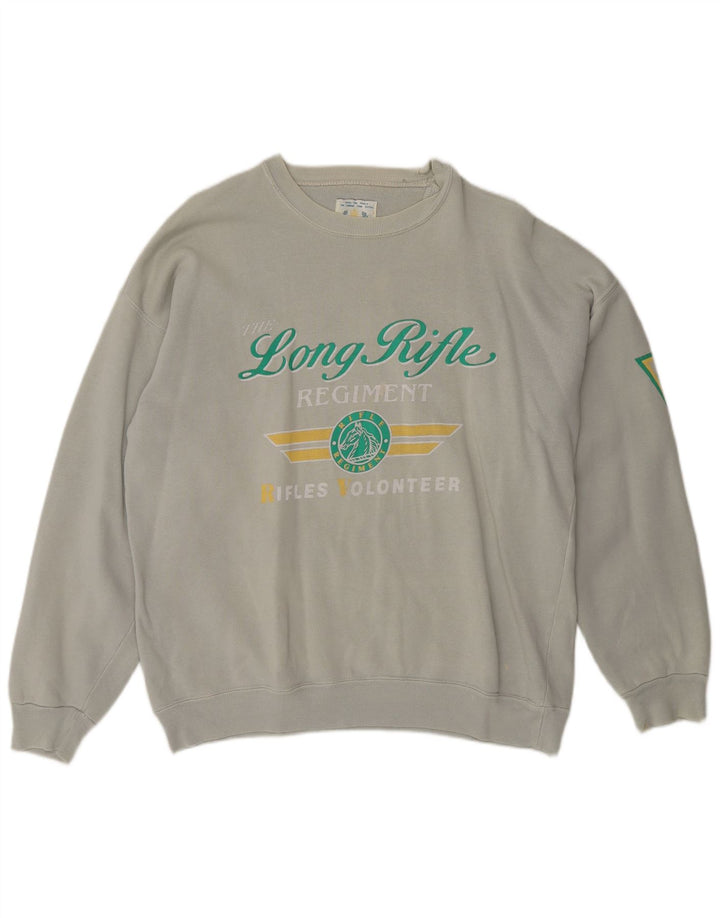 RIFLE Herre Grafisk Sweatshirt Jumper Stor Grå Bomuld