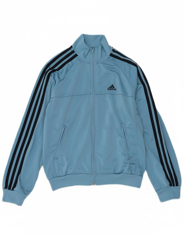 ADIDAS Boys Tracksuit Top Jacket 11-12 Years Blue Polyester Sports