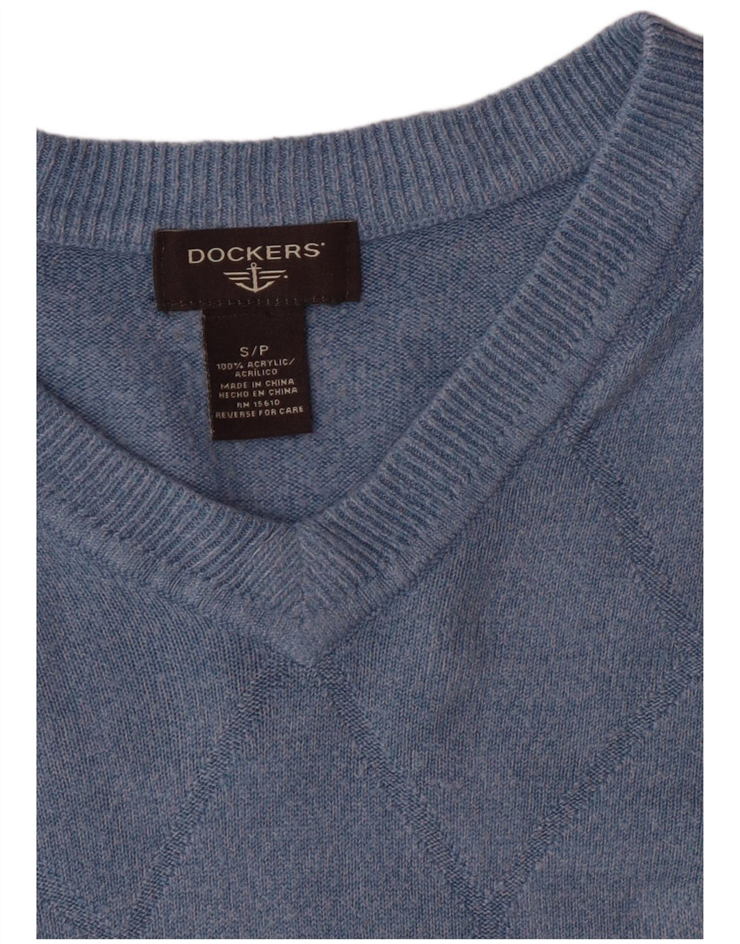 Dockers Herre V-hals sweater Small Blue Argyle/Diamond Acryl