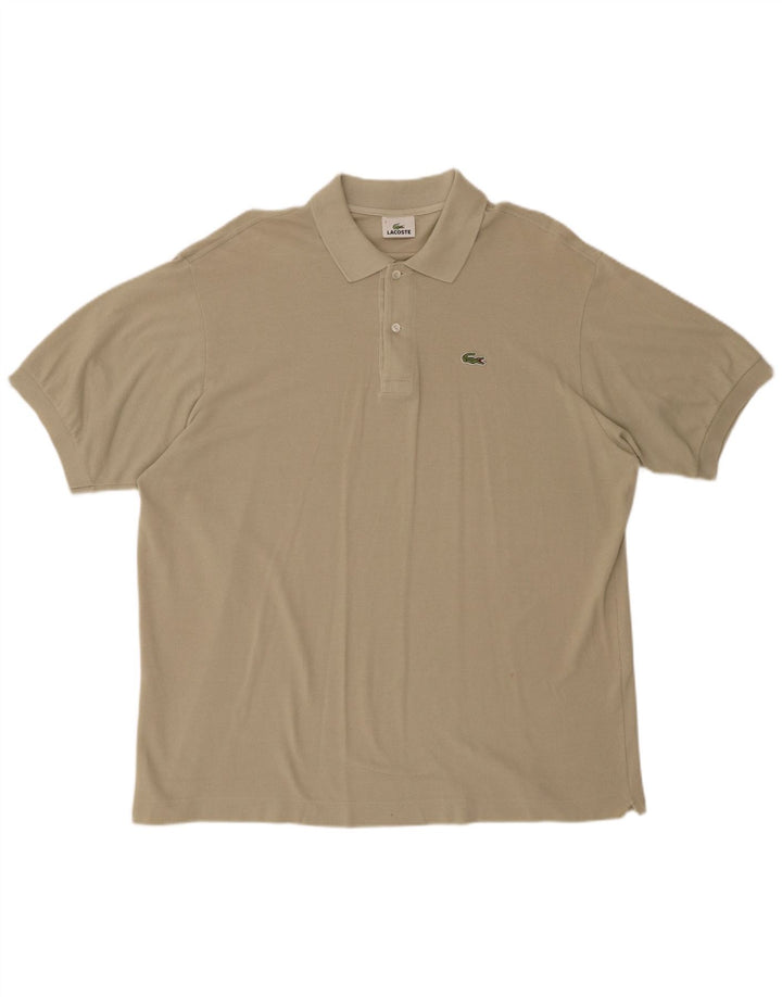 LACOSTE Mens Polo Shirt Size 7 2XL Beige Cotton