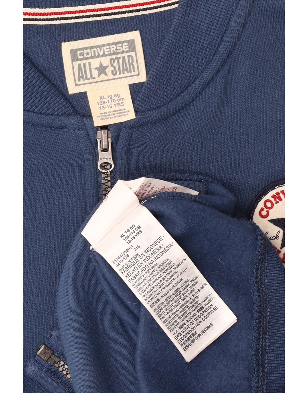 CONVERSE Boys Chuck Taylor Tracksuit Top Jacket 13-14 Years XL Blue