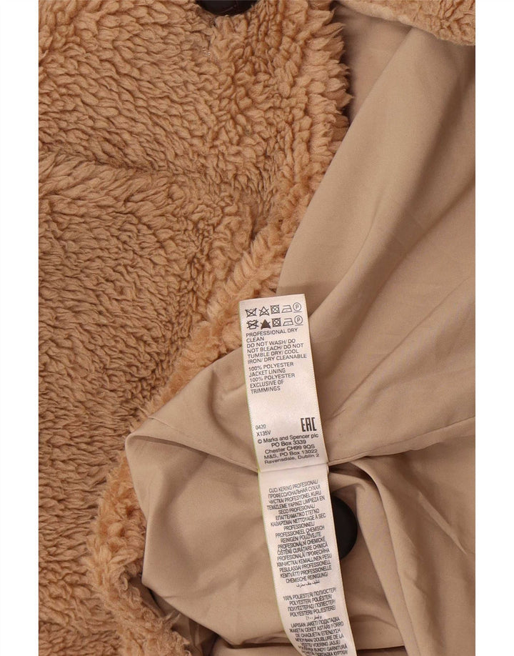 Marks & Spencer Dame Teddy Bear Fleecejakke UK 14 Stor Beige Polyester