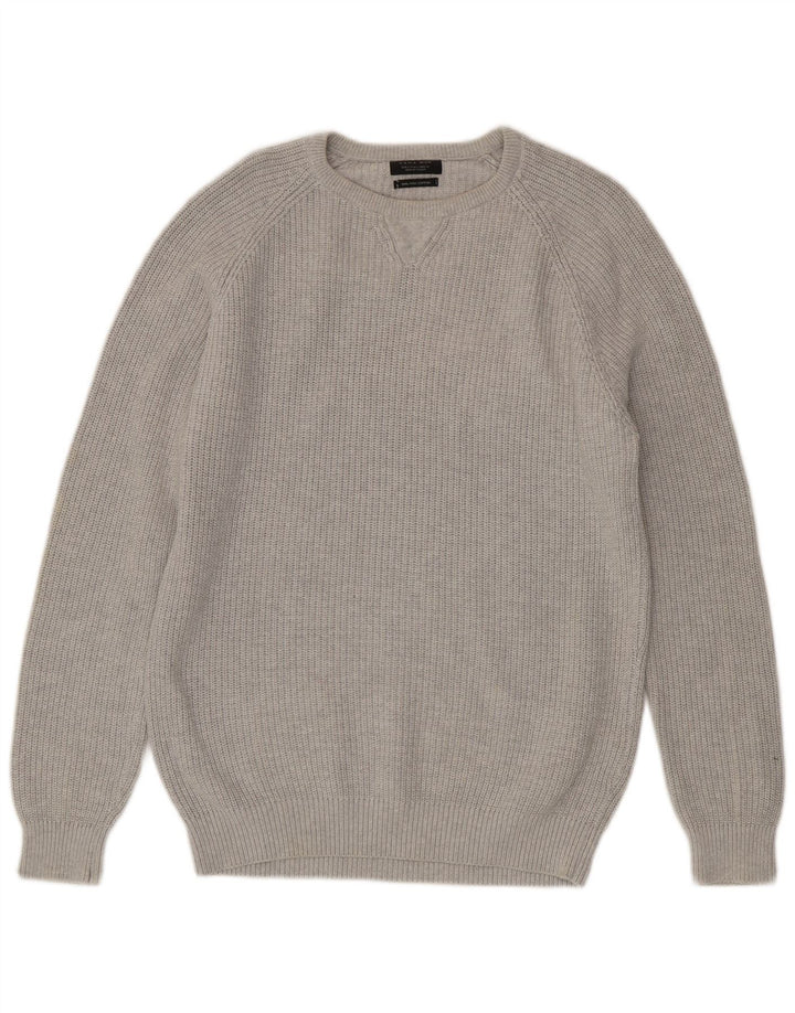 ZARA Herre sweater med rund hals, stor grå bomuld