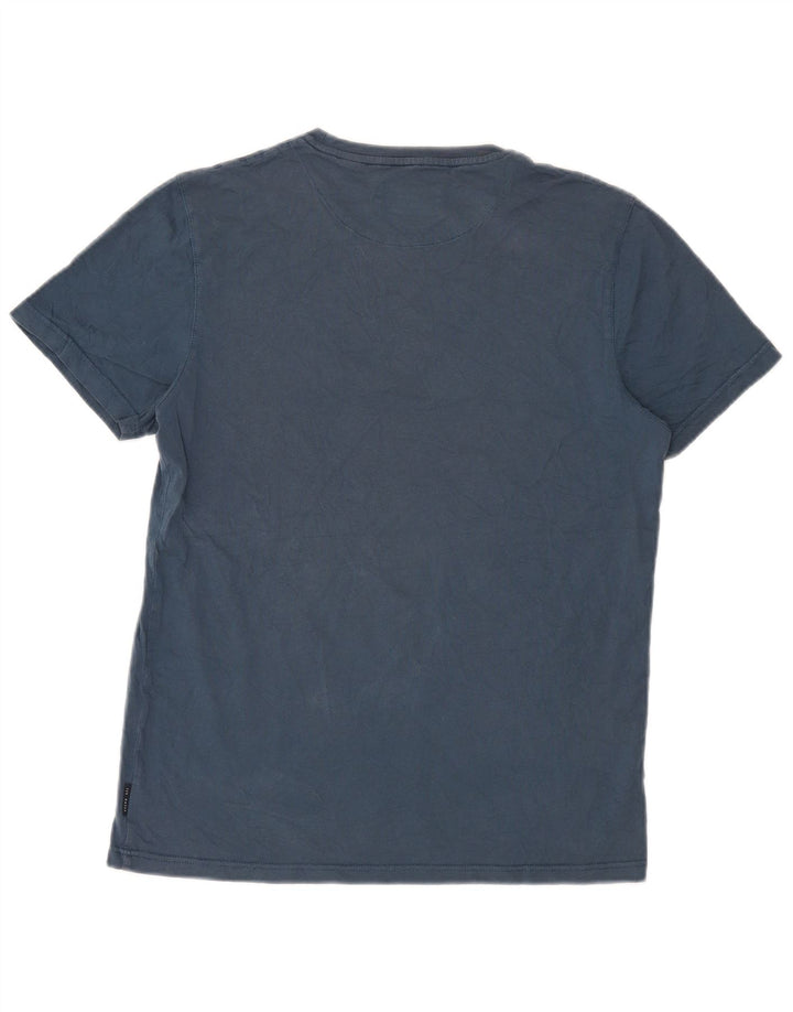 Ted Baker Herre Grafisk T-Shirt Top Størrelse 4 Large Navy Blue