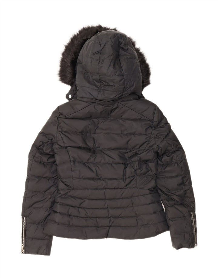 ZARA Womens Hooded Padded Jacket UK 12 Medium Black Vintage Zara and Second-Hand Zara from Messina Hembry 