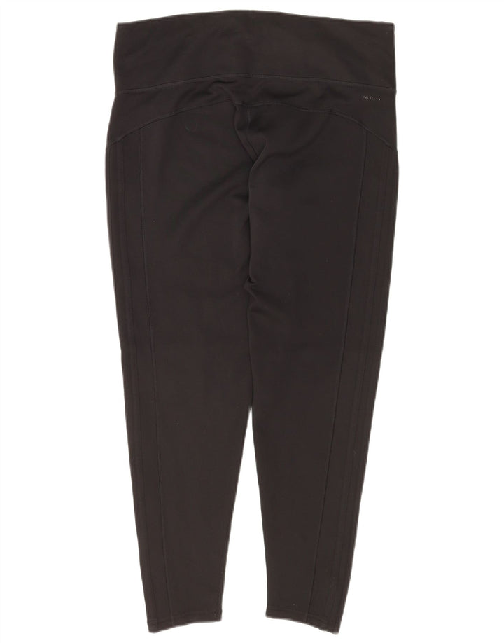 ADIDAS Womens Climalite Crop Leggings UK 16/18 Large Black Polyester