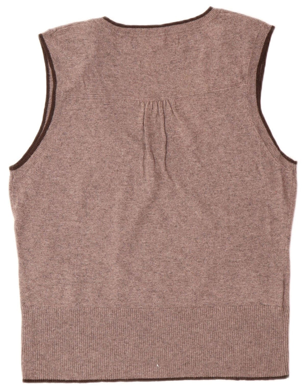 LAURA ASHLEY Dame Vest Tank Top UK 14 Large Brown Argyle/Diamond Viscose