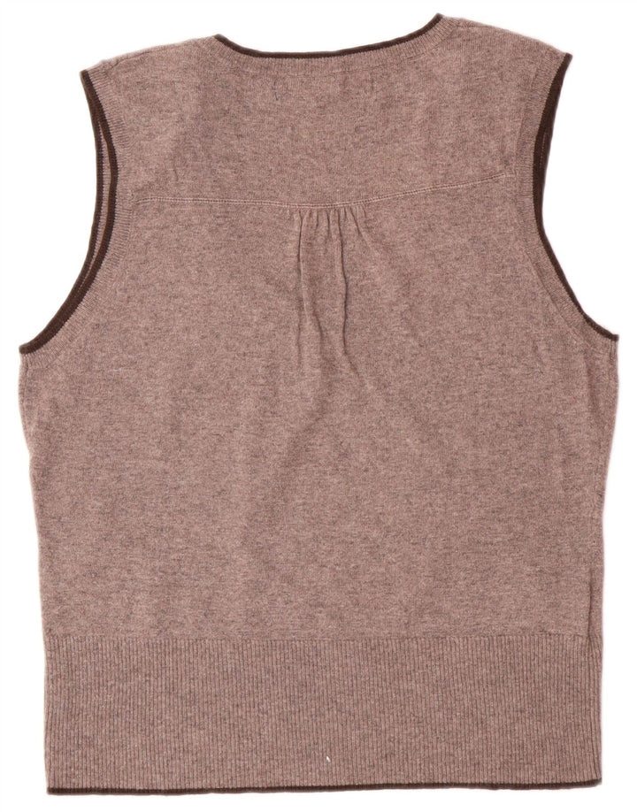 LAURA ASHLEY Dame Vest Tank Top UK 14 Large Brown Argyle/Diamond Viscose