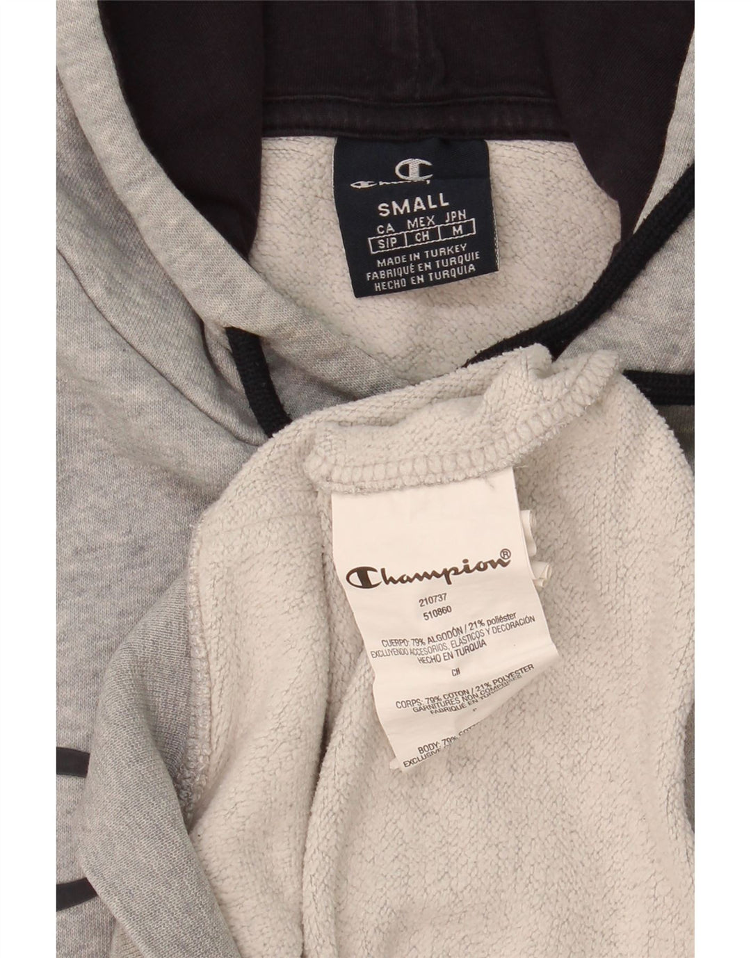 CHAMPION Mens Graphic Hoodie Jumper Small Grey Cotton