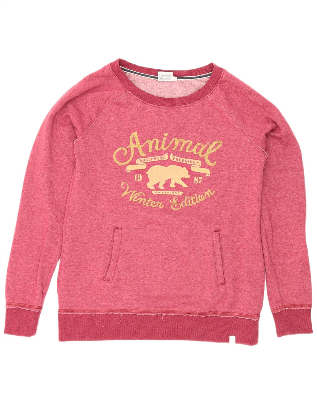 Animal Dame Grafisk Sweatshirt Jumper UK 12 Medium Pink Polyester