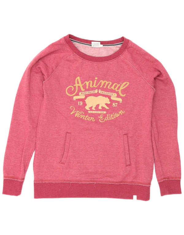 Animal Dame Grafisk Sweatshirt Jumper UK 12 Medium Pink Polyester