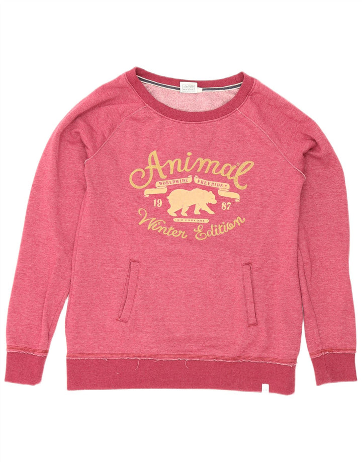 Animal Dame Grafisk Sweatshirt Jumper UK 12 Medium Pink Polyester