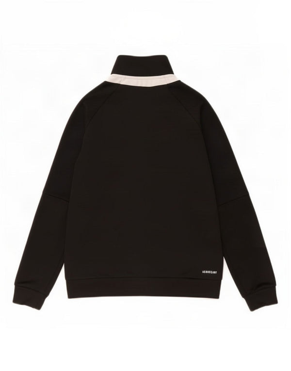Adidas Boys Aeroready Tracksuit Top Jacket 11-12 Years Black Colourblock