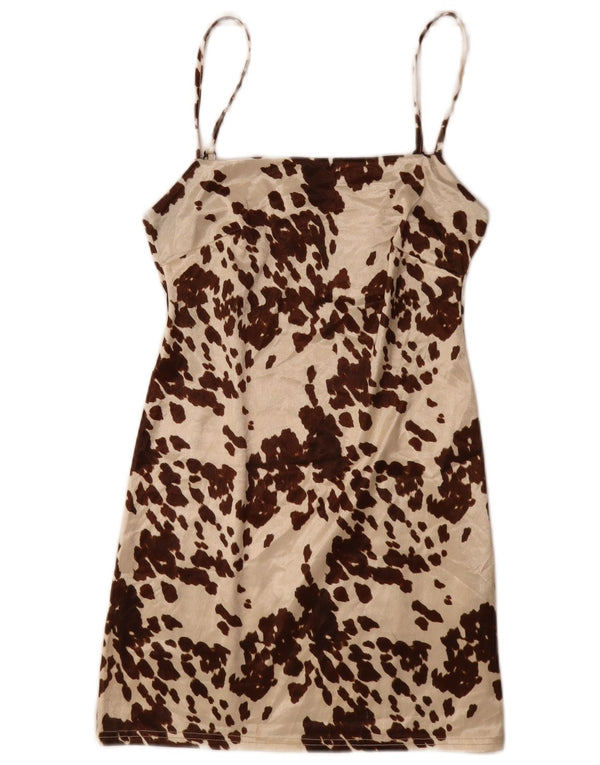 Urban Outfitters Dame Slip Dress UK 12 Medium Brown Animal Print