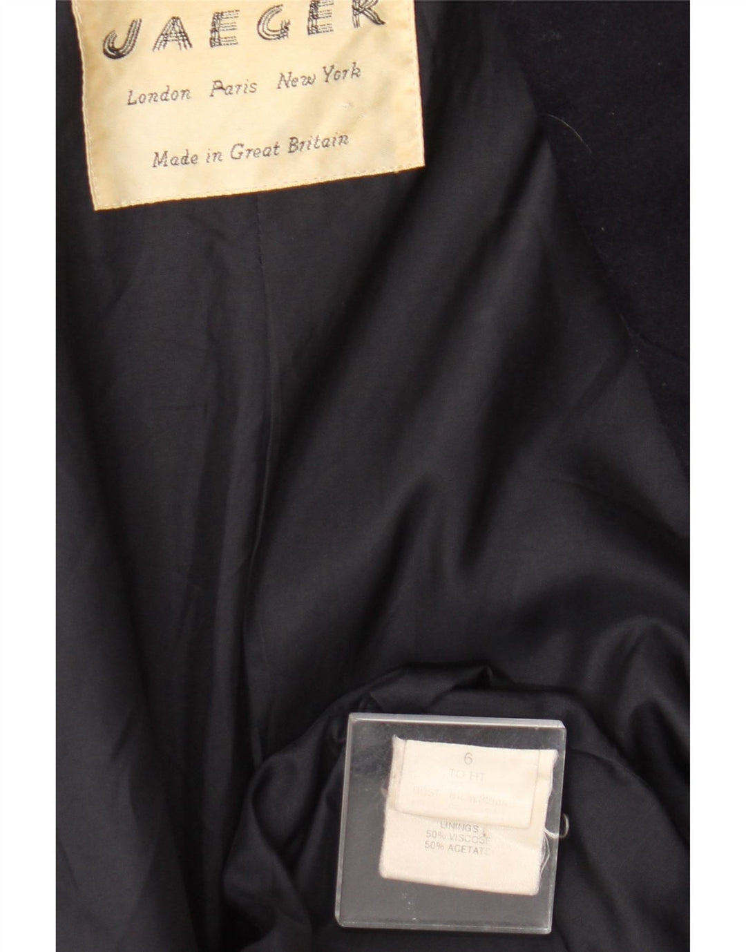 Jaeger Dame Dobbeltradet Blazer Jacket UK 6 XS Navy Blue New Wool